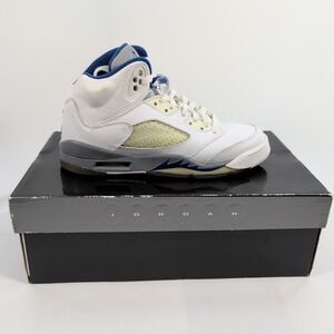 Air Jordan 5 Retro‎ Youth Size 5Y White/Sport Royal Stealth 5/10/06 134092-142